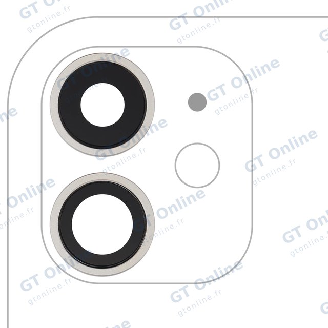 Lentille de caméra arrière avec support et anneau pour Apple iPhone 11 (lot de 2, compatible premium, blanc)