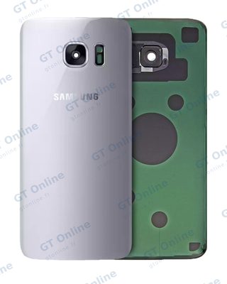 Vitre arrière pour Samsung Galaxy S7 Edge (pack service origine, titane argent)