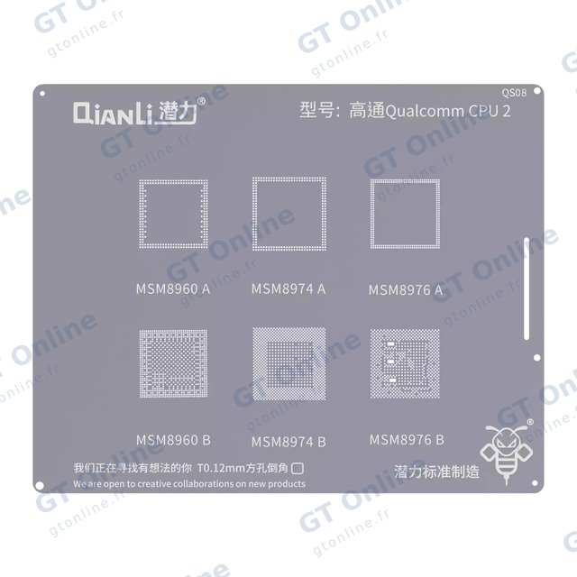 Pochoir de rebillage Qianli Bumblebee QS08 CPU Qualcomm 2 — MSM8960A/B, 8974A/B, 8976A/B