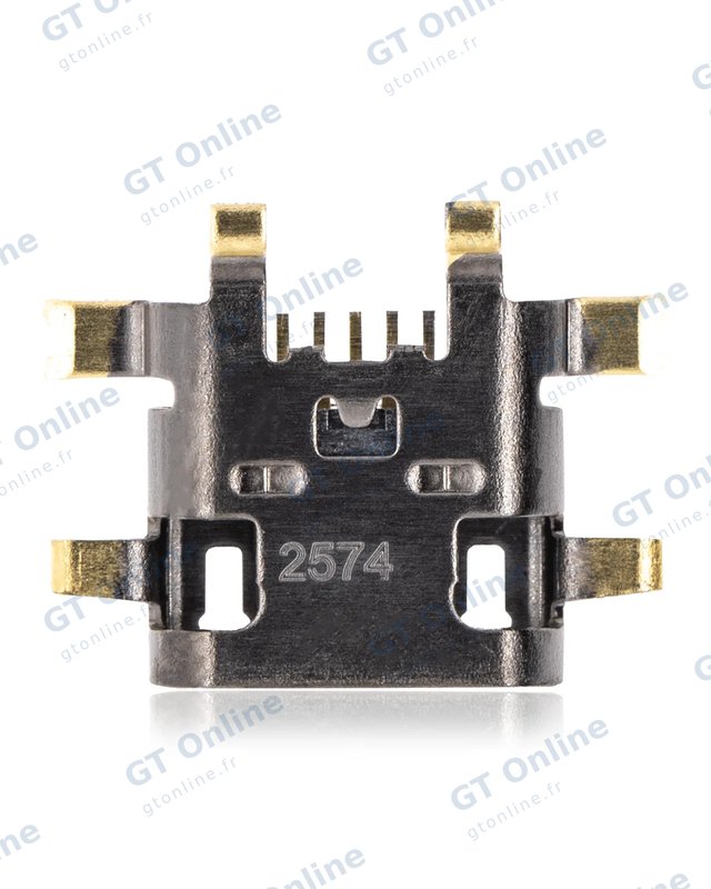 Connecteur de charge à souder — format Micro B, 5 broches, 6 points de fixation (C288)
