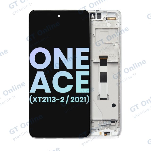 Écran LCD avec châssis pour Motorola One 5G Ace (XT2113-2 / 2021) (origine, Frosted Silver)
