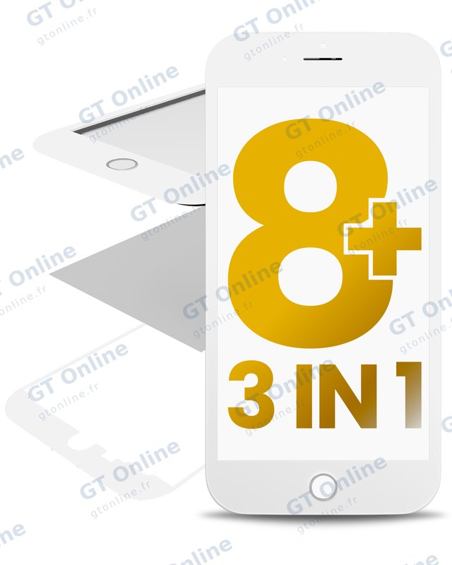 Vitre d’écran avec OCA pour Apple iPhone 8 Plus (OCA Master, blanc, lot de 2)
