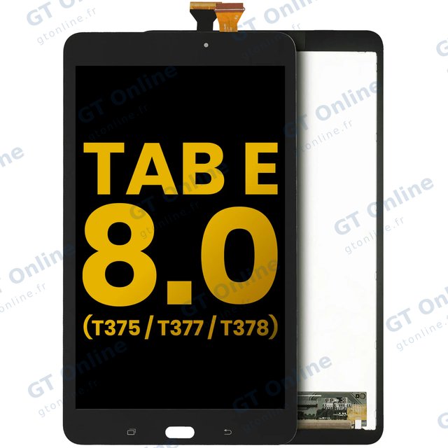 Écran LCD sans châssis pour Samsung Galaxy Tab E 8.0" (T375 / T377 / T378) (2016) (reconditionné, noir)