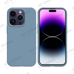Coque Silicone Compatible pour Apple iPhone 14 Pro (#05) Bleu Acier