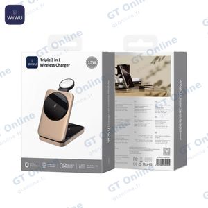 Station de Charge sans Fil Wiwu Wi-W038 3 en 1 OR — vue 4