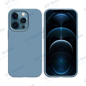 Coque Silicone Compatible pour Apple iPhone 12/iPhone 12 Pro (#05) Bleu Acier