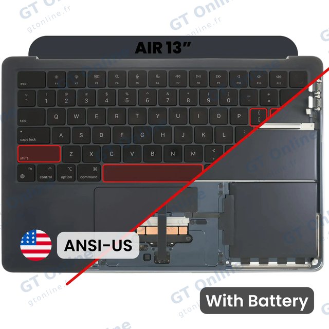 Châssis supérieur avec batterie et clavier ANSI US pour Apple MacBook Air 13" A3113 (origine d'occasion, minuit) — réf. 107182199111