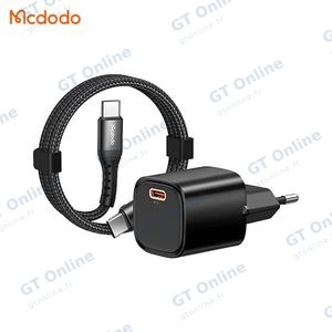 Chargeur Secteur USB-C GaN Mcdodo CH-0082 avec Câble USB-C vers USB-C 30W 1m Noir