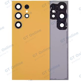 Vitre arrière avec lentilles de caméra pour Samsung Galaxy S24 Ultra (compatible, sans logo, orange titane) — vue 1