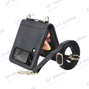 Housse de Protection Samsung Galaxy Z Flip 3 5G F711 avec Lanière Noir