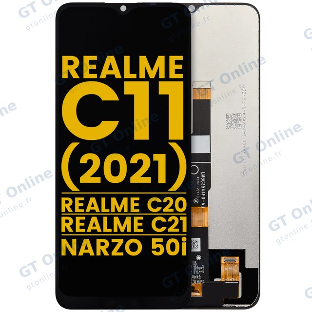 Écran LCD sans châssis pour Realme C11 (2021) / C20 / C21 / Narzo 50i (reconditionné, toutes couleurs)