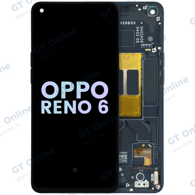 Écran OLED avec châssis pour Oppo Reno 6 5G (2021) (origine, Stellar Black)