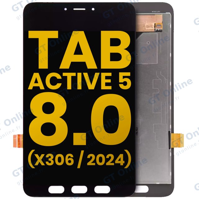 Écran LCD sans châssis pour Samsung Galaxy Tab Active 5 8.0" (X306 / X300 / X308) (2024) (reconditionné, noir)