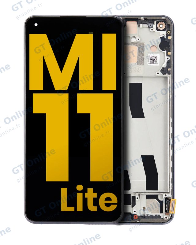 Écran OLED avec châssis pour Xiaomi Mi 11 Lite / Xiaomi Mi 11 Lite 5G (reconditionné, Boba Black)