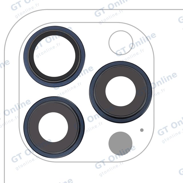 Lentille de caméra arrière avec support et anneau pour Apple iPhone 15 Pro Max (lot de 3, premium, Blue Titanium)