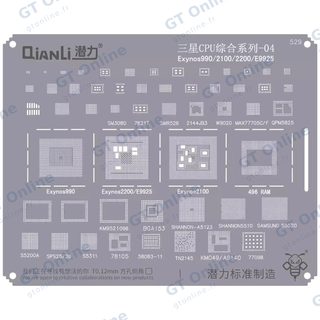 Pochoir de rebillage Qianli Bumblebee QS529 Samsung CPU 04 — Exynos 990 / 2100 / 2200 / E9925