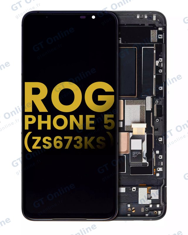 Écran OLED avec châssis pour Asus ROG Phone 5 (ZS673KS) (reconditionné, noir fantôme)