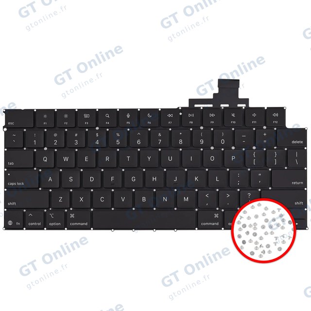 Clavier rétroéclairé avec vis pour Apple MacBook Air 13" (A3240 / début 2025) (anglais US)