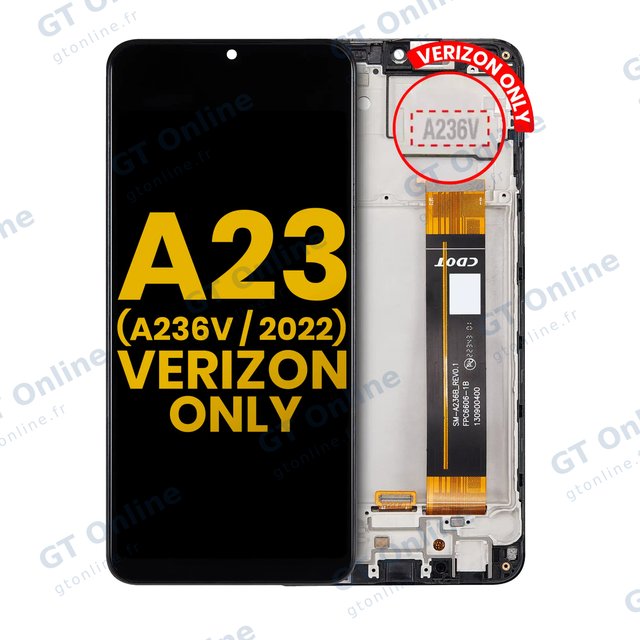 Écran LCD avec châssis pour Samsung Galaxy A23 5G (A236V / 2022) (Verizon V Version, reconditionné, toutes couleurs)