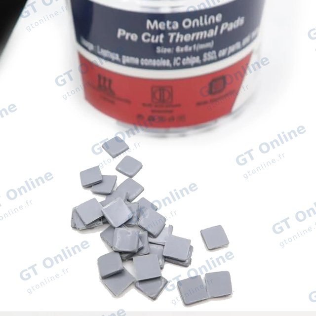 Pads thermiques prédécoupés PolarTronix pour MOSFET et bobines — 6 × 6 × 1 mm (lot de 100)