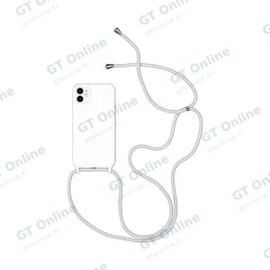 Coque Silicone avec Cordon Apple iPhone 12 (07) Blanc