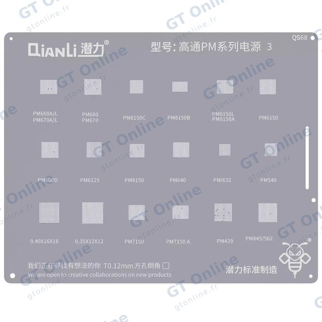 Pochoir de rebillage Qianli Bumblebee QS68 pour puces Qualcomm PM (série 3)