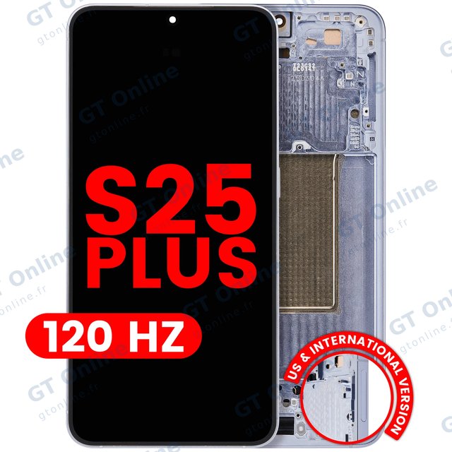 Écran OLED avec châssis pour Samsung Galaxy S25 Plus 5G (version US & internationale, compatible premium, 120 Hz, Icy Blue)