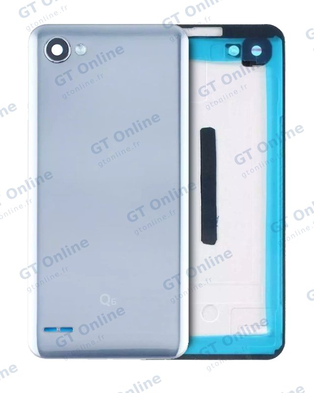 Vitre arrière pour LG Q6, version avec capteur d’empreintes (origine, Ice Platinum Silver)