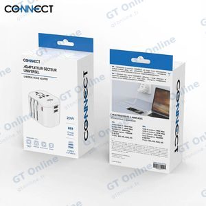 Adaptateur Secteur Universel CONNECT MC-CUB20W 20W 4 en 1 Blanc — vue 3