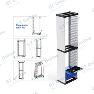 Support de rangement 36 boîtiers de jeux pour PlayStation 5 DOBE TP5-0519 — blanc