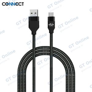 Câble Data USB vers USB-C CONNECT MC-CCN4 Nylon Tressé 15W (1m) Noir