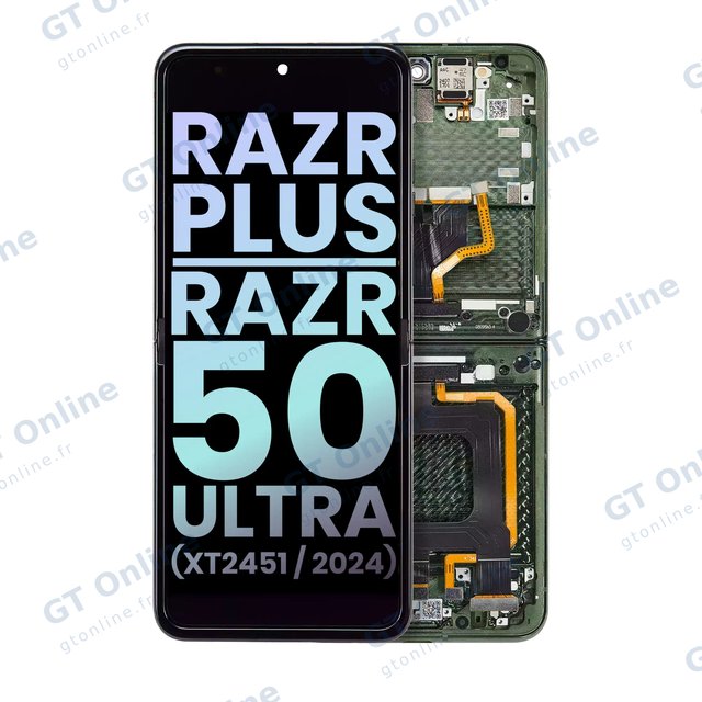 Écran OLED intérieur avec châssis pour Motorola Razr Plus 2024 / Razr 50 Ultra (XT2451 / 2024) / Razr Plus 2025 (XT2557) (origine, Spring Green)