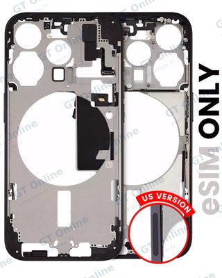 Châssis pour Apple iPhone 15 Pro (version US, origine d'occasion — grade A, Black Titanium)