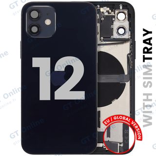 Châssis avec nappe de charge et petits composants pour Apple iPhone 12 (version EU, origine d'occasion — grade A, noir)