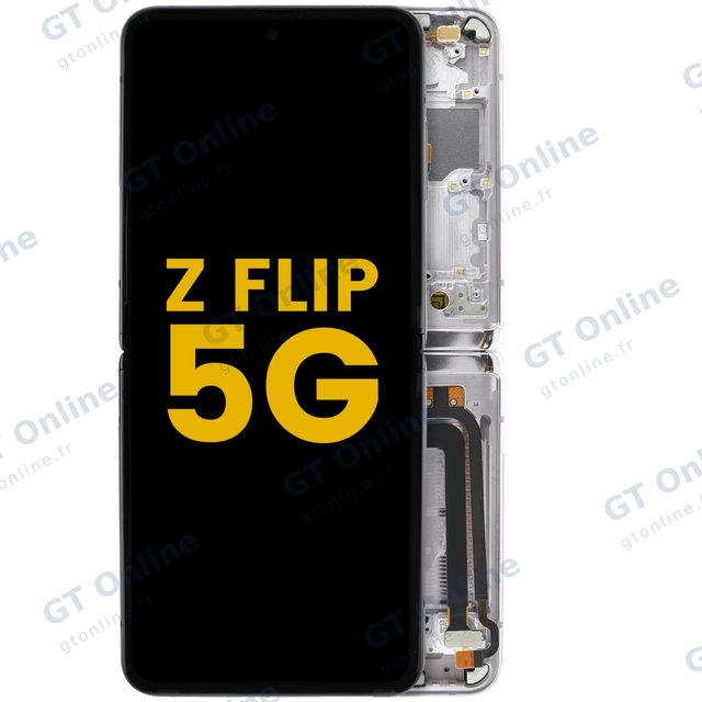 Écran OLED intérieur avec châssis pour Samsung Galaxy Z Flip 5G (version US & internationale, reconditionné, Mirror Purple)