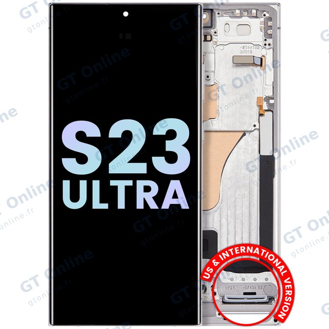 Écran OLED avec châssis pour Samsung Galaxy S23 Ultra 5G (version US & internationale, pack service origine, Sky Blue & Lime)