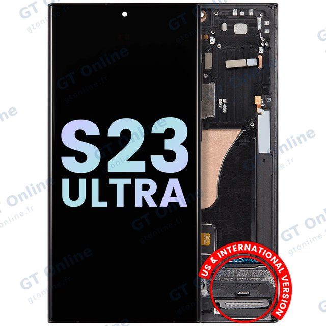 Écran OLED avec châssis pour Samsung Galaxy S23 Ultra 5G (version US & internationale, pack service origine, graphite)