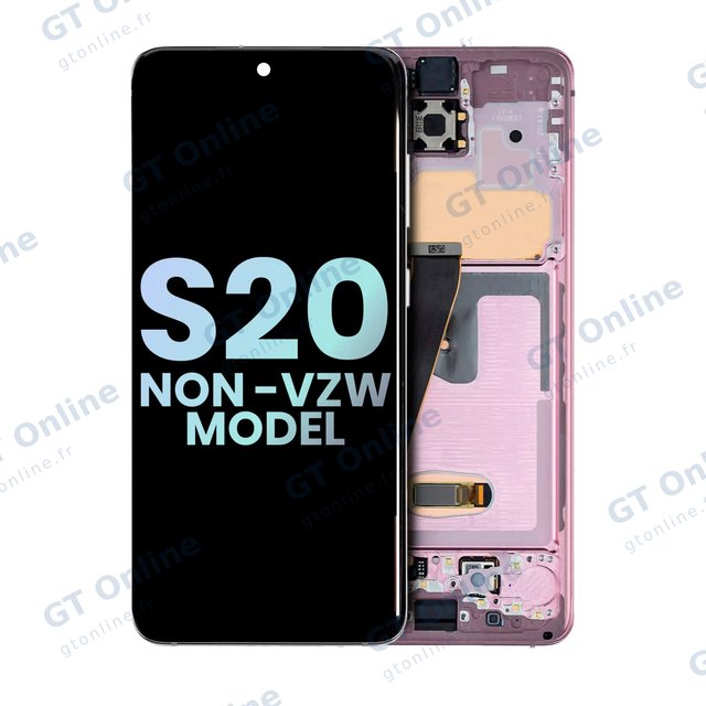 Écran OLED avec châssis pour Samsung Galaxy S20 5G (Non-Verizon 5G UW Frame) (pack service origine, Cloud Pink)