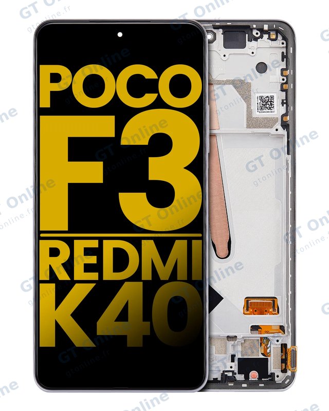 Écran OLED avec châssis pour Xiaomi Poco F3 / Redmi K40 / Redmi K40 Pro (reconditionné, Arctic White)