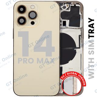 Châssis pour Apple iPhone 14 Pro Max (version EU, origine d'occasion — grade A, or) — Coque arrière avec petites pièces