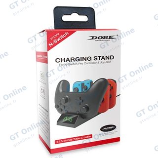 Station de charge pour 4 manettes Joy-Con et 1 manette Pro Nintendo Switch DOBE TNS-19017 — noir