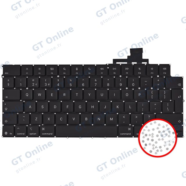 Clavier rétroéclairé avec vis pour Apple MacBook Air 13" (A3240 / début 2025) (anglais UK)