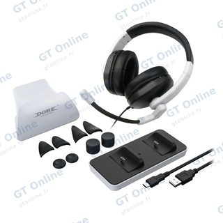 Kit d’accessoires 12 pièces pour PlayStation 5 (casque, station de charge, protections, supports) DOBE TP5-0578B