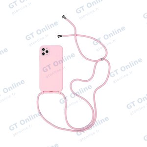 Coque Silicone avec Cordon Apple iPhone 14 Pro Max (02) Rose