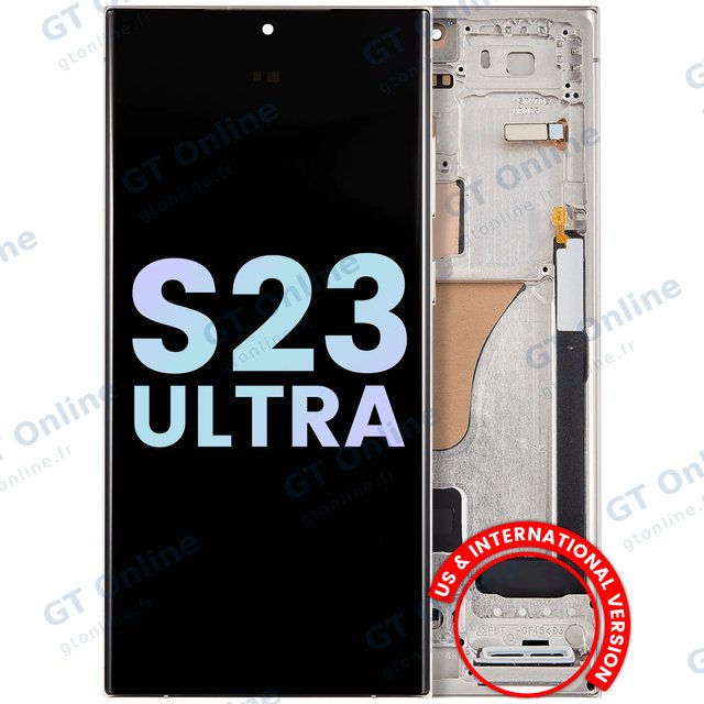 Écran OLED avec châssis pour Samsung Galaxy S23 Ultra 5G (version US & internationale, pack service origine, Cream)