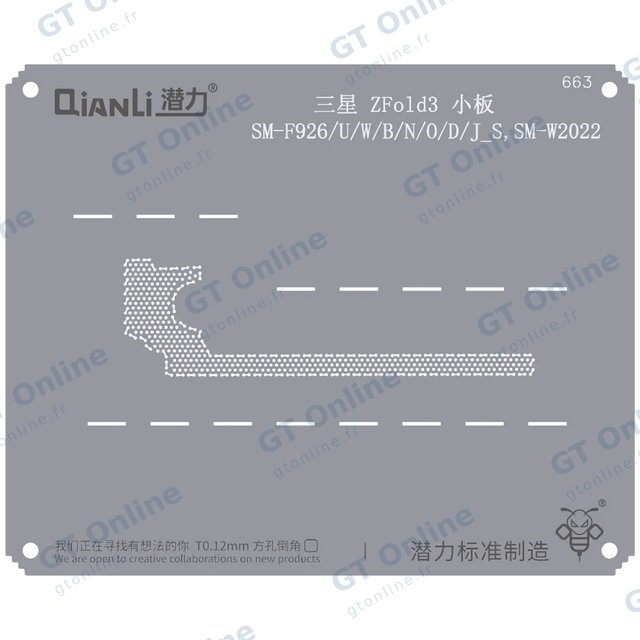 Pochoir de rebillage Qianli Bumblebee QS663 pour carte mère Samsung Z Fold 3 (SM-F926/U/W/B/N/O/D/J_S, SM-W2022)