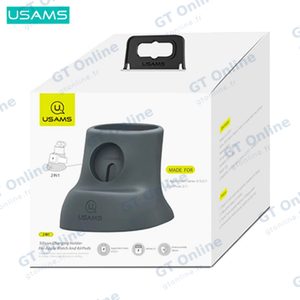 Support Silicone Usams US-ZJ051 pour Pad de Charge Apple Watch & AirPods Gris — vue 3