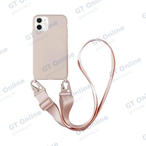 Coque Silicone avec Bandoulière Apple iPhone 12 Mini (#4) Rose Gold