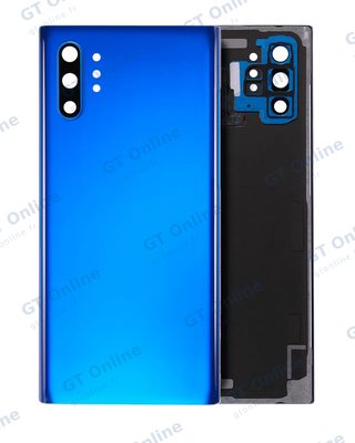 Vitre arrière pour Samsung Galaxy Note 10 Plus / 5G (sans logo, compatible premium, Aura Blue)