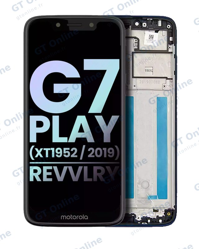 Écran LCD avec châssis pour Motorola Moto G7 Play (XT1952 / 2019) / T-Mobile Revvlry (origine, Starry Black)